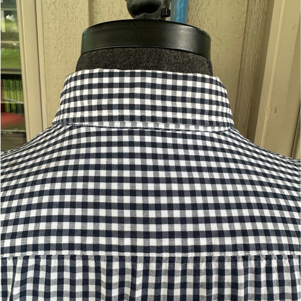 LACOSTE 🐊 Men’s Navy & White Gingham All Cotton Button Down Shirt - Size MED - Picture 6 of 15